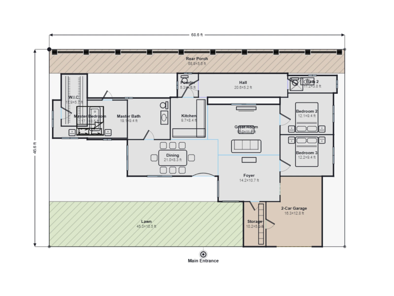AI-generated modern home floor plan