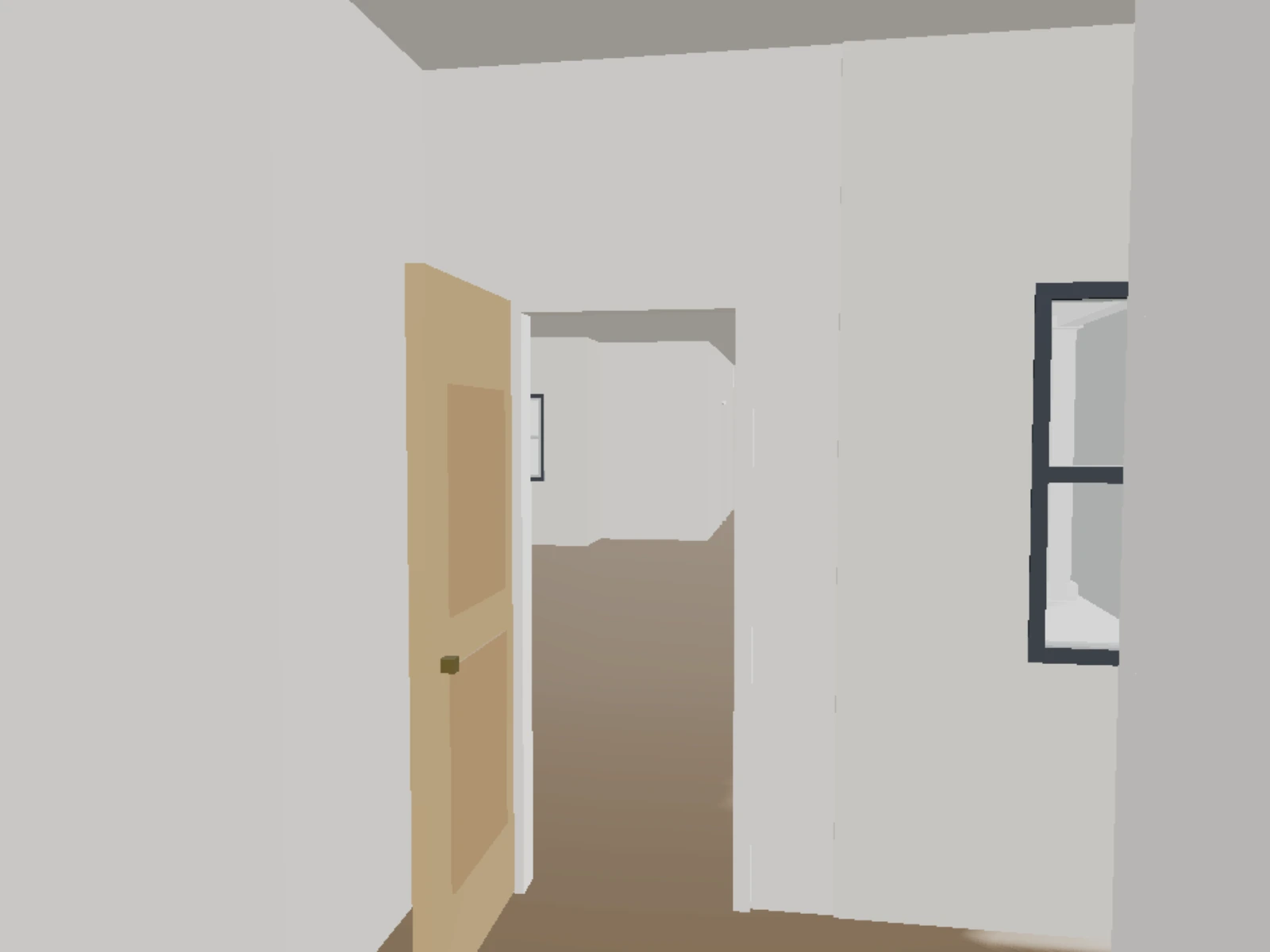 Open-concept living shown in Unrean's 3D first-person walk-through